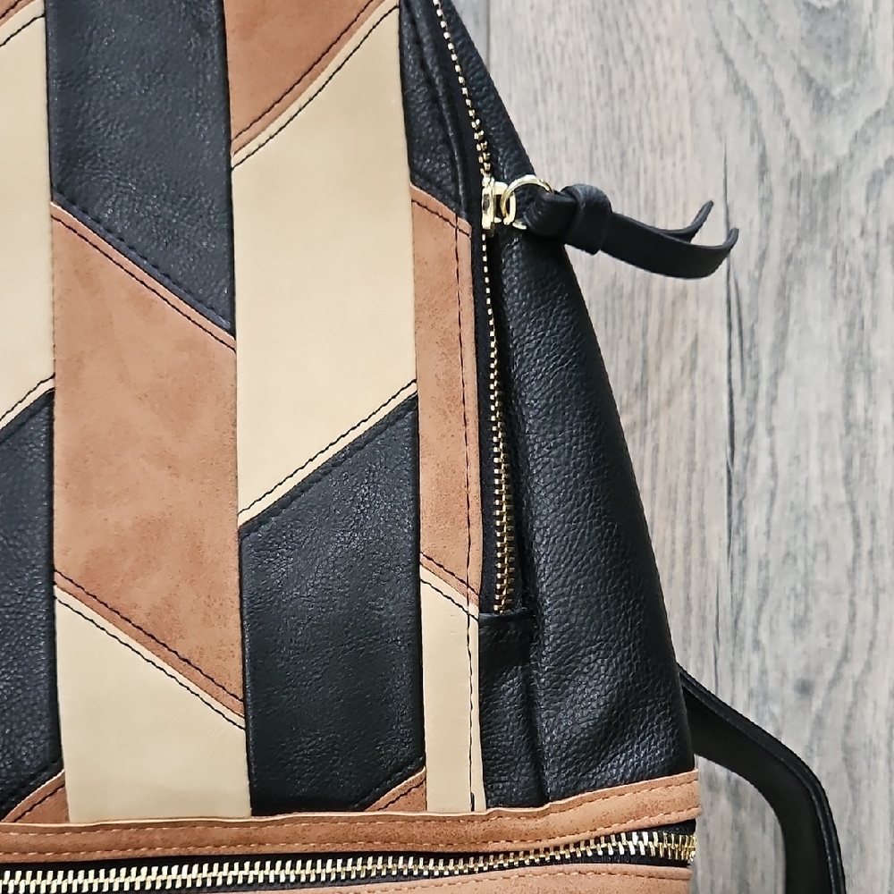 Steve Madden Leather Black and Tan Women's Backpack - Picture 12 of 12